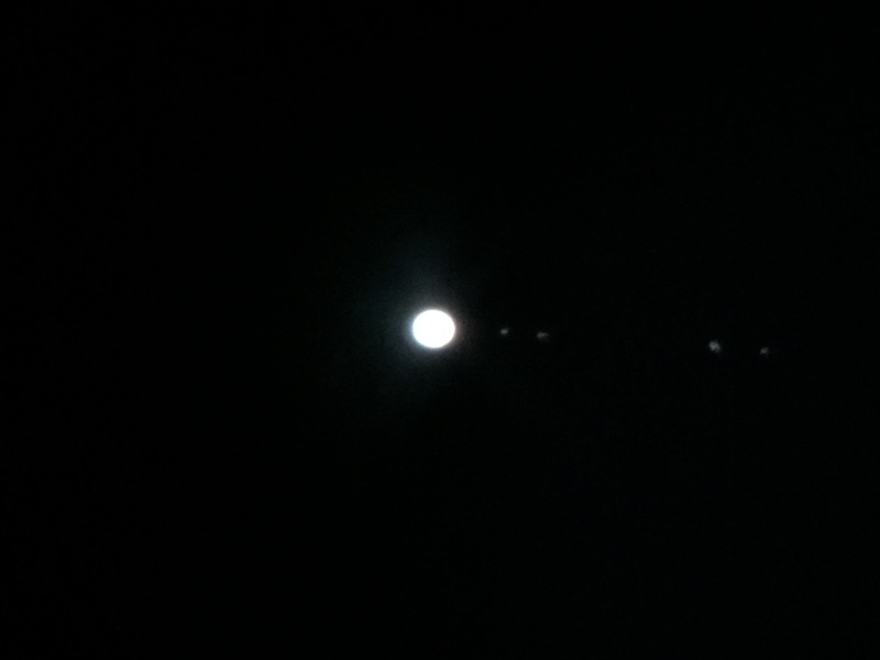 Jupiter and its four moons, through my telescope
